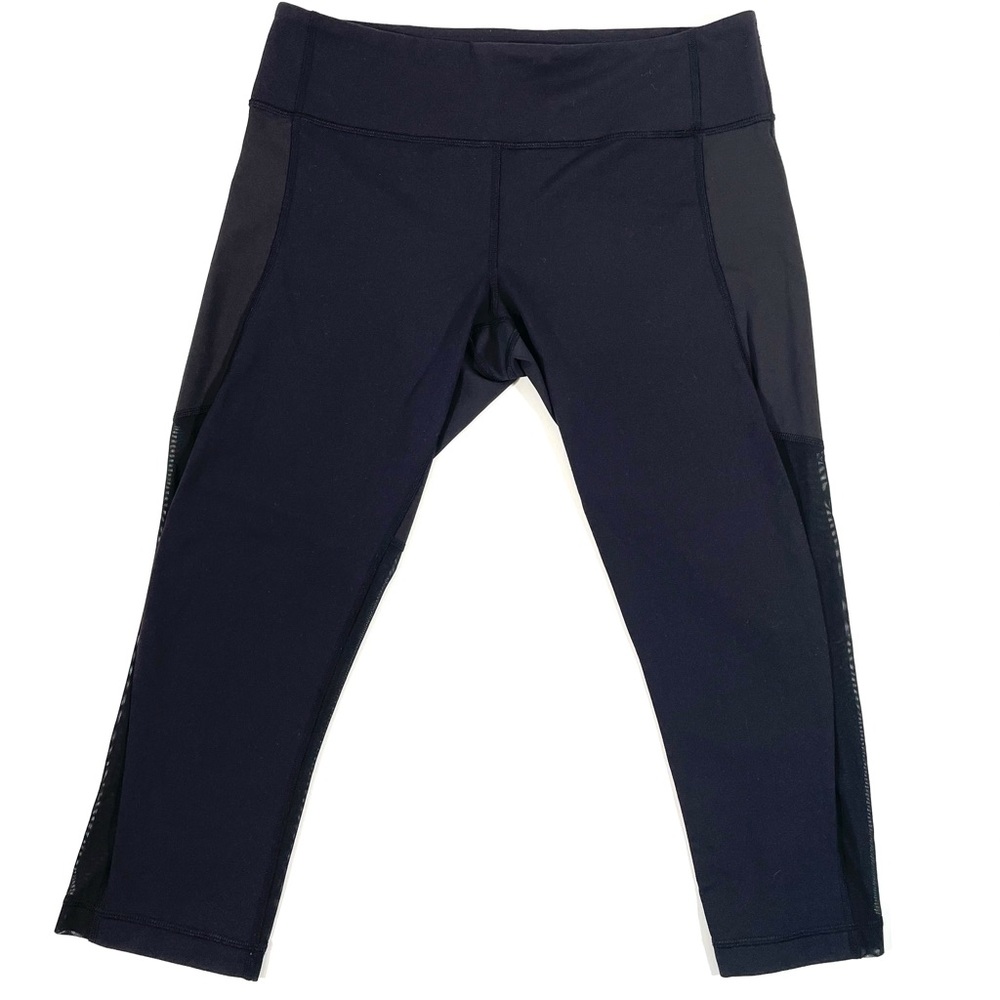 Lululemon Leggings 10 Black Crop Capri Mid Rise Workout Mesh